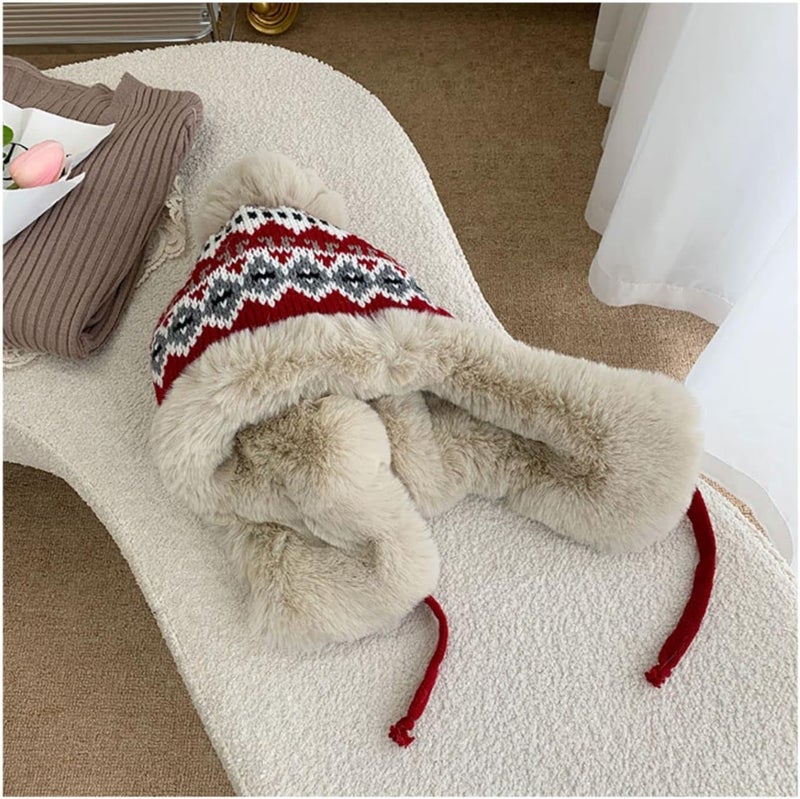 PURFUN Women Faux Fur Trapper Hat Winter Thick Thermal Knit Beanie Full Hood Cap Hunting Cycling Ski Caps Ushanka Russian Hat - Image 3
